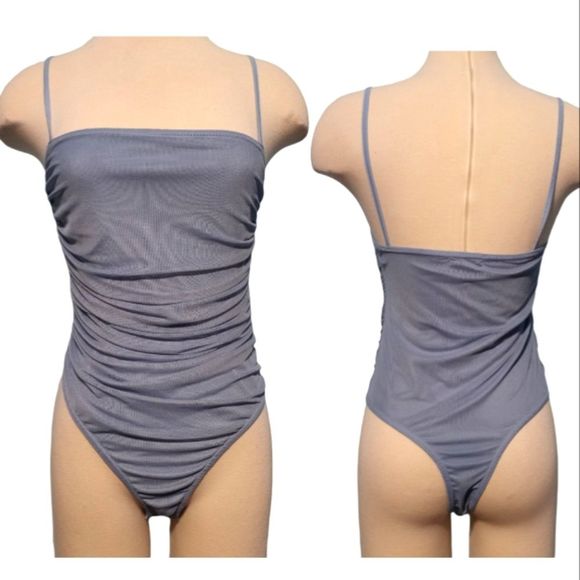PrettyLittleThing Tops - Prettylittlething bodysuit ruched size 6 Blue